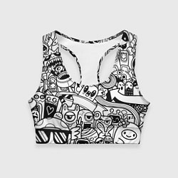 Женский спортивный топ Black and white doddle monsters