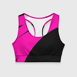 Топик спортивный женский Розовый с чёрным двуцветный с полосой, цвет: 3D-принт