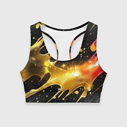 Женский спортивный топ Оранжевая краска на черном