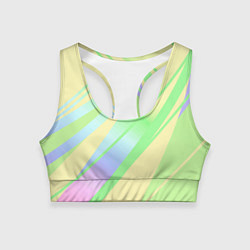 Топик спортивный женский Жёлто-зелёный полосатый, цвет: 3D-принт
