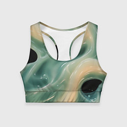 Топик спортивный женский Лазурная слизь на черном текстура, цвет: 3D-принт