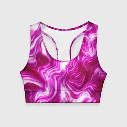 Топик спортивный женский Завихрения - оттенки розового и белого, цвет: 3D-принт
