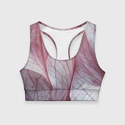 Топик спортивный женский Розовые листья, цвет: 3D-принт