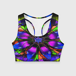 Женский спортивный топ Неоновая психоделика лепестки