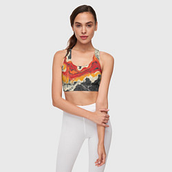 Топик спортивный женский Красно-черная потертая текстура, цвет: 3D-принт — фото 2