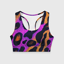 Топик спортивный женский Неоновый леопардовый узор, цвет: 3D-принт