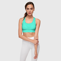 Топик спортивный женский Лабиринтовый паттерн с иероглифами на бирюзе, цвет: 3D-принт — фото 2