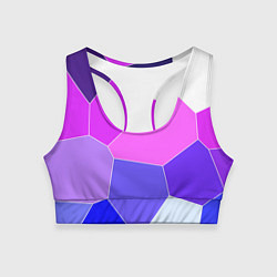 Топик спортивный женский Сине-розовый крупные фрагменты, цвет: 3D-принт