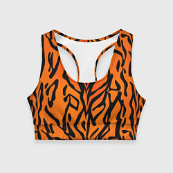 Топик спортивный женский Тигровый огненный паттерн, цвет: 3D-принт