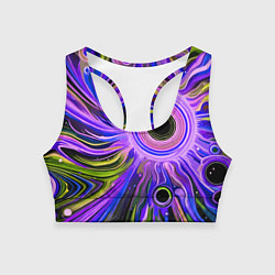 Женский спортивный топ Абстрактный неоновый космос - чёрная дыра