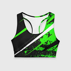 Женский спортивный топ Color black and green