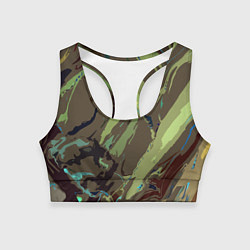 Женский спортивный топ Абстракция тон хаки