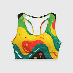 Топик спортивный женский Желто-зеленая краска текстура, цвет: 3D-принт