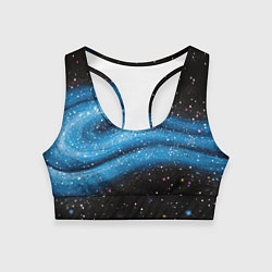 Женский спортивный топ Синяя абстрактная текстура на черном