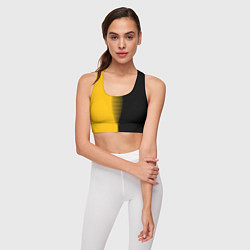 Топик спортивный женский Чёрно-жёлтый пополам с переходом, цвет: 3D-принт — фото 2