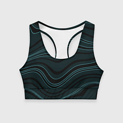 Женский спортивный топ Тёмный синий волнистые полосы