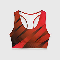 Женский спортивный топ Красно-коричневый абстрактные полосы