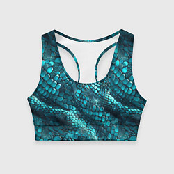 Женский спортивный топ Бирюзовая чешуя рептилии - абстрактный паттерн