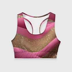 Топик спортивный женский Кофейно-розовая блестящая текстура, цвет: 3D-принт