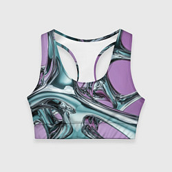Топик спортивный женский Металлическая абстракция на фиолетовом фоне, цвет: 3D-принт