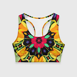 Топик спортивный женский Салатовый калейдоскоп, цвет: 3D-принт