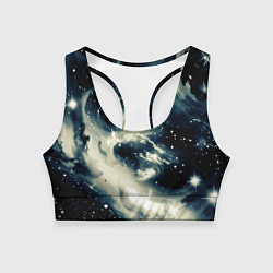 Топик спортивный женский Космический абстрактный чёрно-синий, цвет: 3D-принт