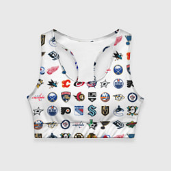 Топик спортивный женский Команды НХЛ на белом фоне, цвет: 3D-принт