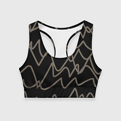 Женский спортивный топ Кривые рукописные линии чёрно-коричневый