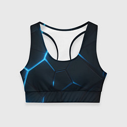 Женский спортивный топ Черные плиты с синим светом