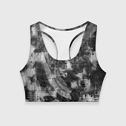 Женский спортивный топ Абстракция - white scraps of fabric on dark