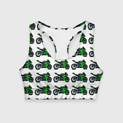 Топик спортивный женский Motorbike green, цвет: 3D-принт