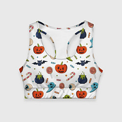 Топик спортивный женский Halloween pumpkin show, цвет: 3D-принт