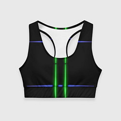 Женский спортивный топ Neon black light blue green line