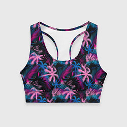 Топик спортивный женский Palm pink blue pink, цвет: 3D-принт