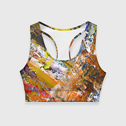 Женский спортивный топ Живая Абстракция: Поток Цветов и Форм в Постоянном