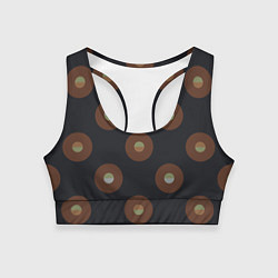 Топик спортивный женский Black coffee moon drops pattern, цвет: 3D-принт