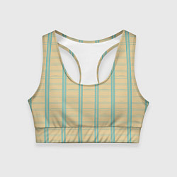 Топик спортивный женский Color beige cage light blue stripes, цвет: 3D-принт