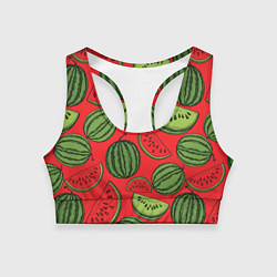 Топик спортивный женский Сочный арбузный паттерн, цвет: 3D-принт