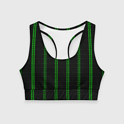 Женский спортивный топ Color black cage green stripes