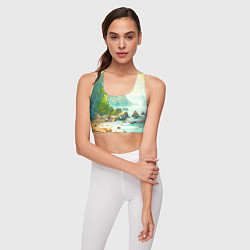 Топик спортивный женский Художественный пейзаж море скалы, цвет: 3D-принт — фото 2