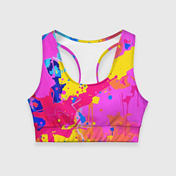 Топик спортивный женский Яркие пятна акриловой краски на стене, цвет: 3D-принт