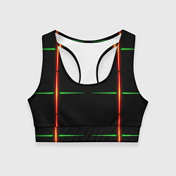 Топик спортивный женский Color black green orange stripes, цвет: 3D-принт