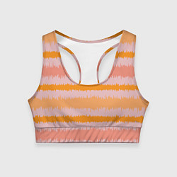 Женский спортивный топ Полосы зигзагообразные оранжево-розовые