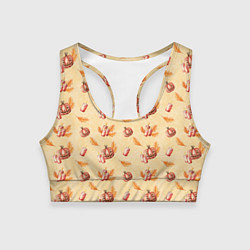 Женский спортивный топ Хеллоуин с тыквой и листьями