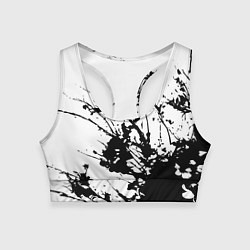 Женский спортивный топ Чёрная взрывная краска на белом