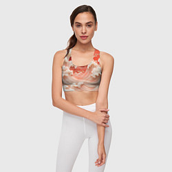 Топик спортивный женский Японские красные волны, цвет: 3D-принт — фото 2