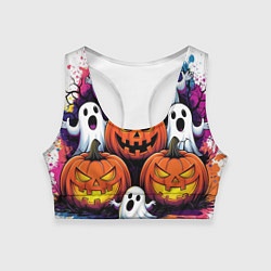 Топик спортивный женский Happy Halloween 25, цвет: 3D-принт