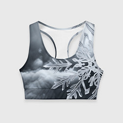 Женский спортивный топ Снежинка на черно белое