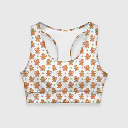 Топик спортивный женский Имбирные человечки и карамельные трости, цвет: 3D-принт