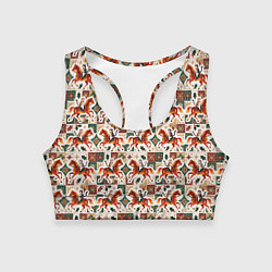 Топик спортивный женский Винтажные коты всадники на лошади, цвет: 3D-принт